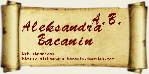 Aleksandra Bačanin vizit kartica